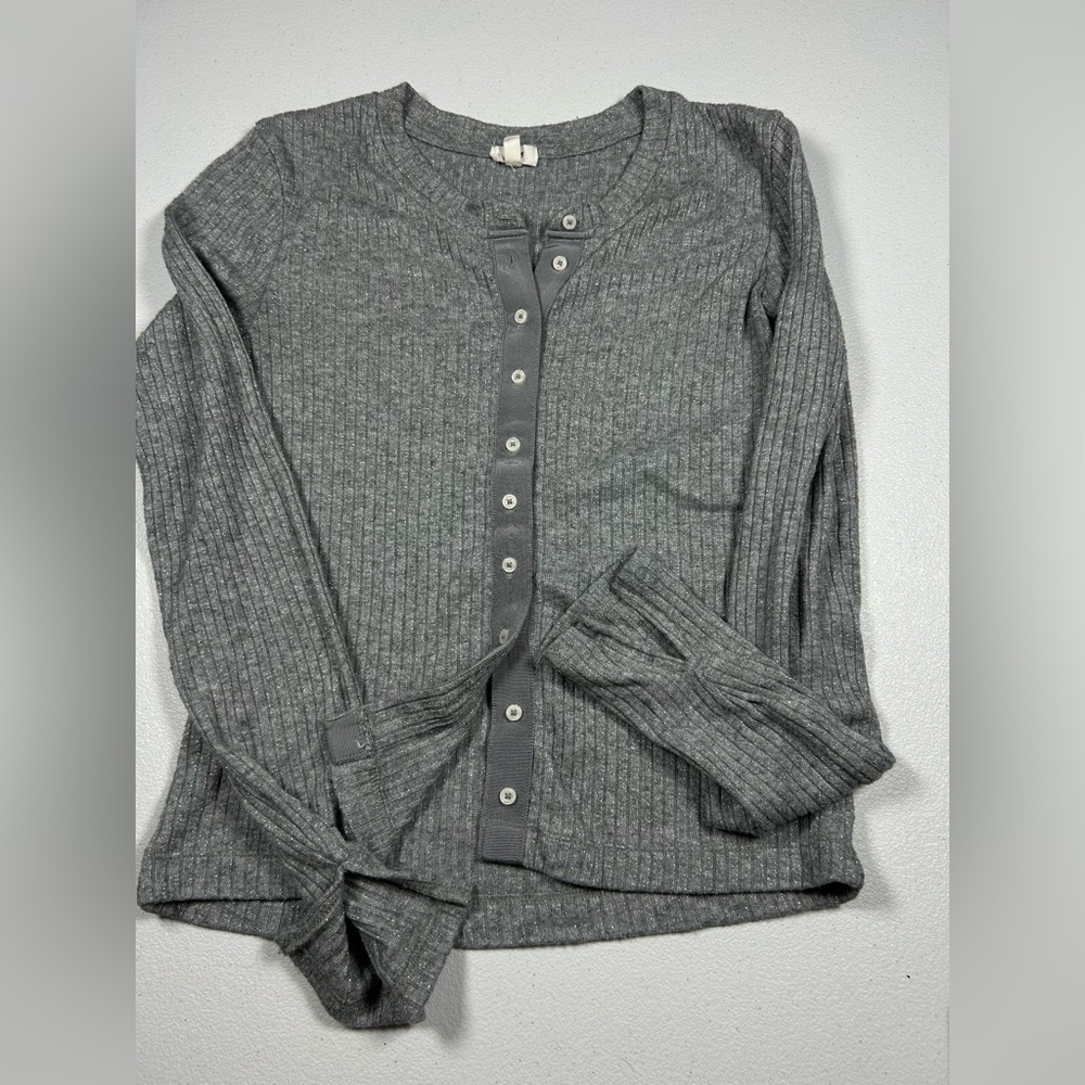 Aerie Heather Gray Ribbed Cardigan